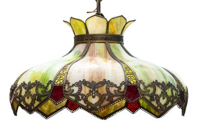 Victorian Slag Glass Light Fixture