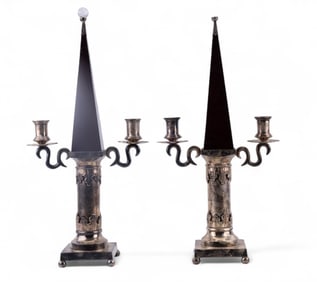 SP Two Arm Candelabra w/ Central Pyramid (Pair)