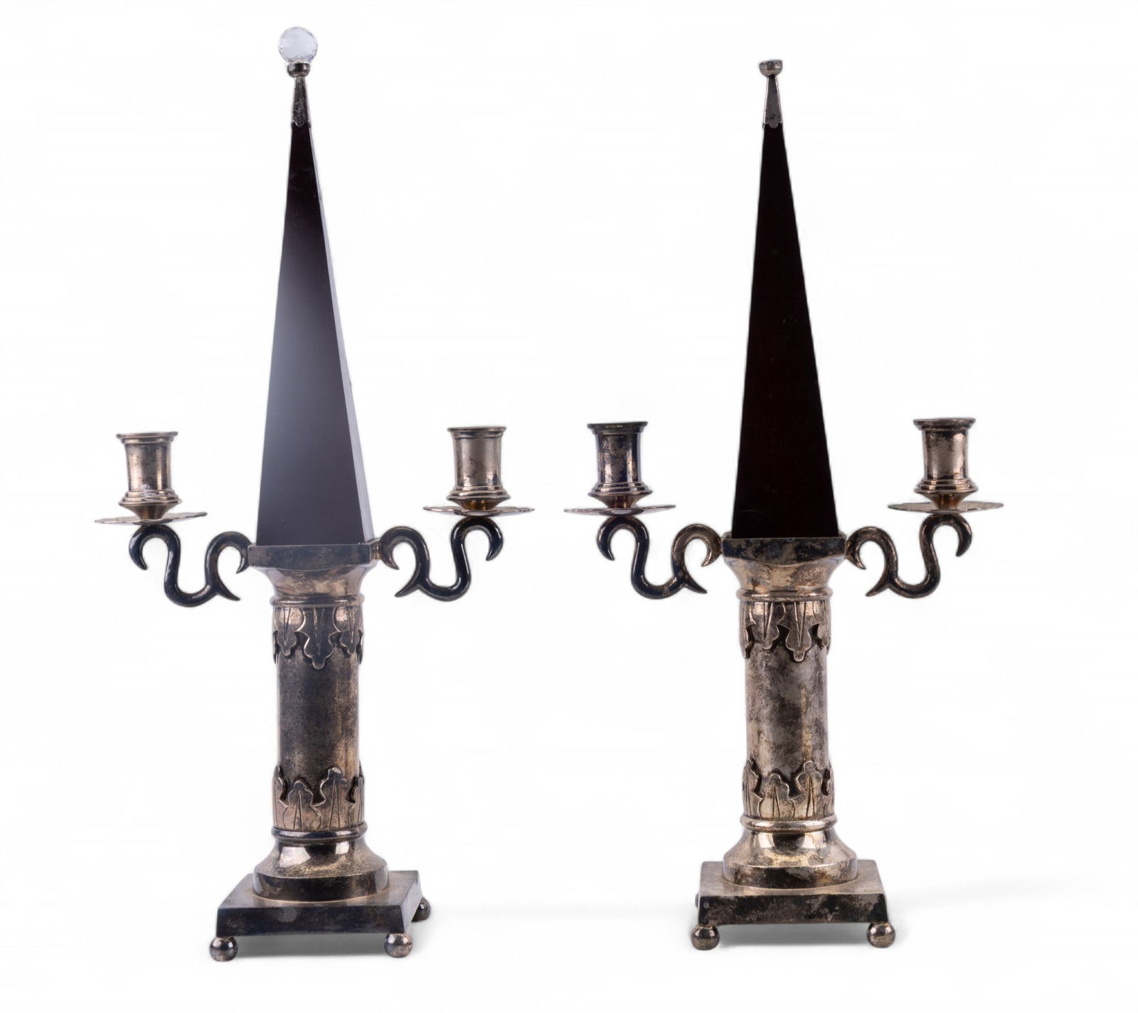 SP Two Arm Candelabra w/ Central Pyramid (Pair) (1 of 10)