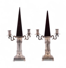 SP Two Arm Candelabra w/ Central Pyramid (Pair)
