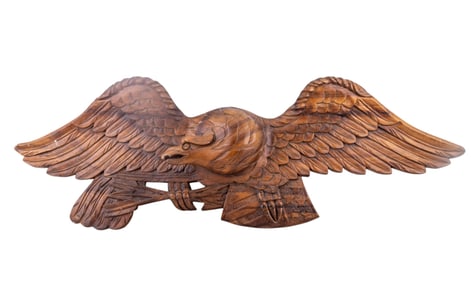 Large Carved Eagle Holding Arrows Wall Decor