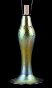 Tiffany Favrile Iridescent Glass Lamp, Signed
