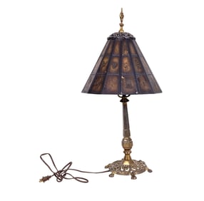 Mid Century Brass Lamp with Mica Shade