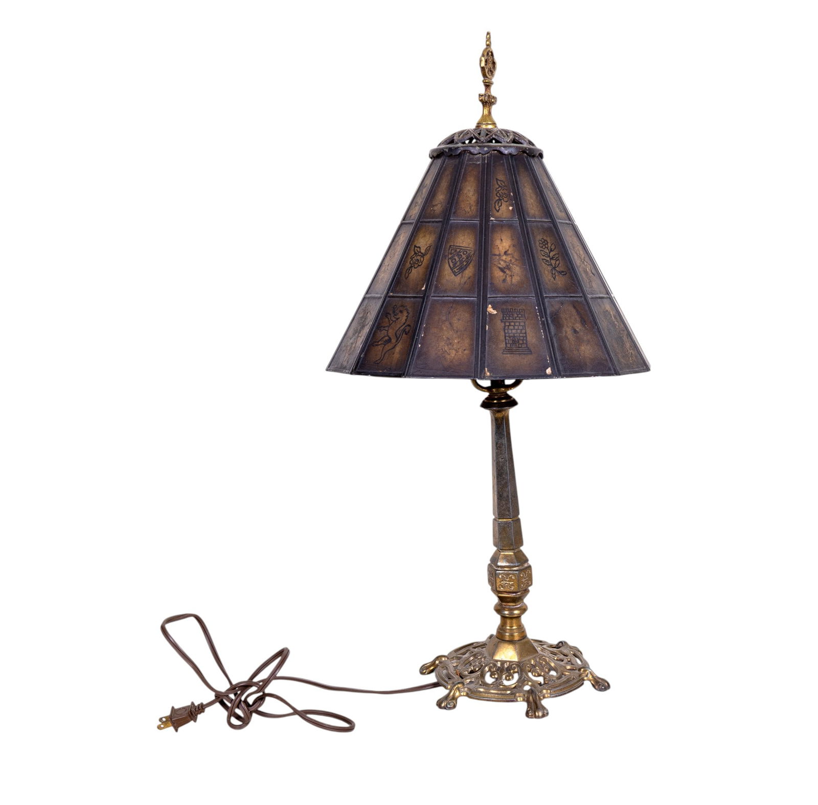 Mid Century Brass Lamp with Mica Shade (1 of 12)