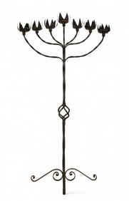 Vintage Wrought Iron Floor Candelabra > 4' H