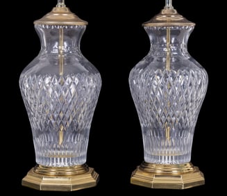 Waterford Attr. Crystal Lamp Pair