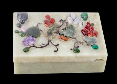 Jade Carved Trinket Box (Small Chip)