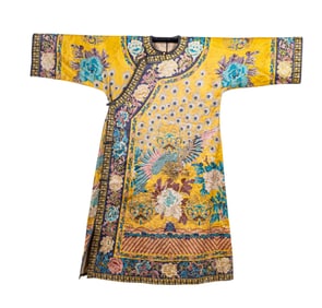 Asian Yellow Printed Robe