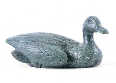 Chinese Spinach Jade Carved Duck
