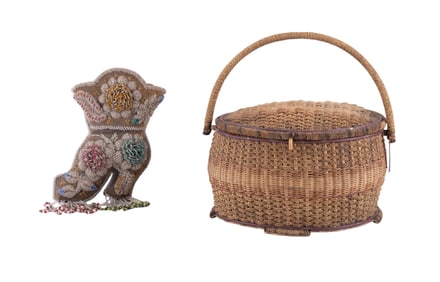 Iroquois Beaded Boot Pincushion + Basket w/ Kit