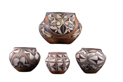 Acoma Pueblo Native American Pottery Jars (4)