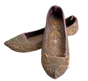 Antique Ottoman Shoes/Slippers, Wire Thread