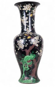 Antique Chinese Black Hawthorn Baluster Vase