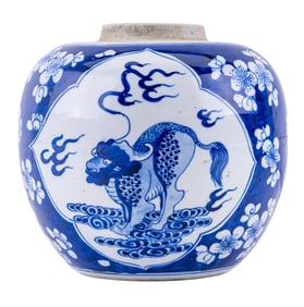 Chinese Blue & White Ginger Jar (No Lid)