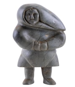 Carved Stone Eskimo Signed Sculpture