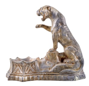 Art Deco Cast Metal Lion Lamp Base