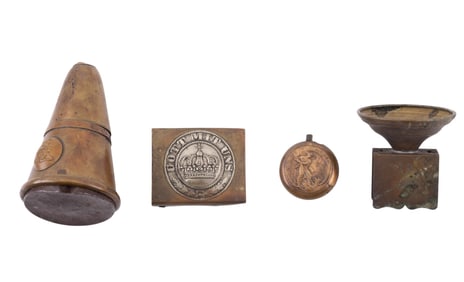 WW1 Trench Art Lighters and Belt Buckle