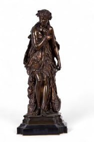 Henry Dumaige (19th C) Bronze, Lady w/ Dagger
