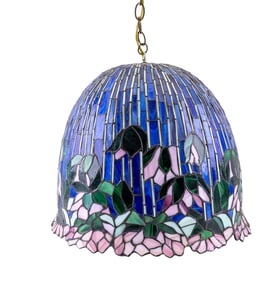 Vintage Stained & Slag Glass Hanging Light