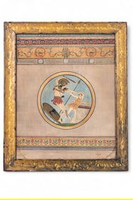 Early Neoclassical Hand-Drawn Watercolor on Paper