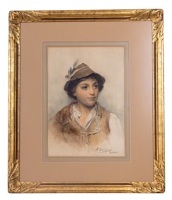Augusto Bompiani (1851-1930) Watercolor Portrait