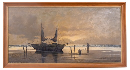 Marl Martens Nautical Sailboat Signed Oil Painting