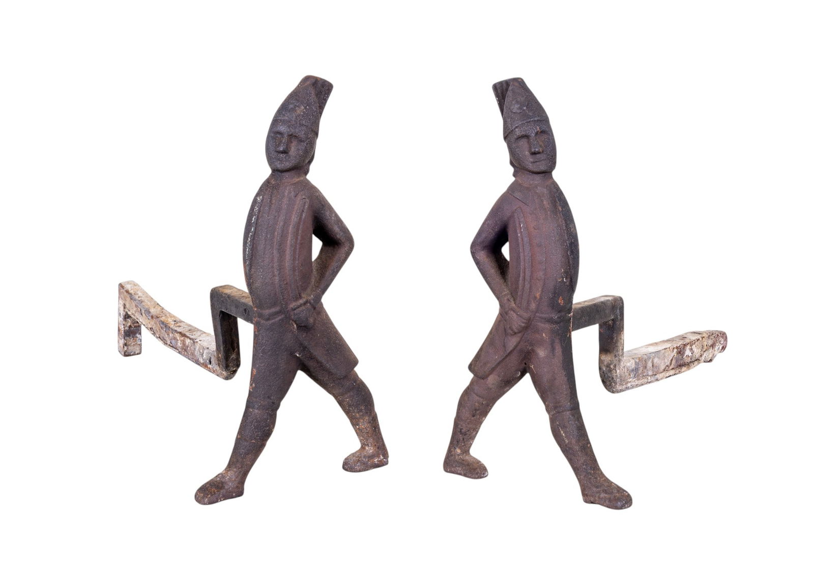 Antique Hessian Soldier Iron Fireplace Andirons (1 of 10)