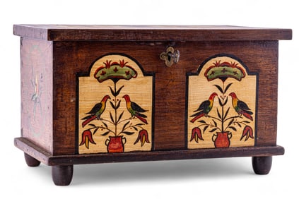 Hand Painted Miniature Blanket Chest With Key