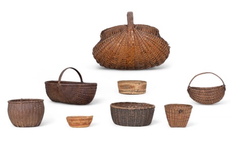 Early Woven Wicker Baskets (8)