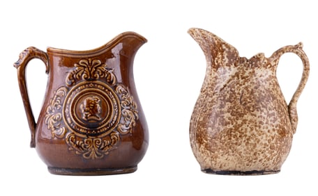 Antique Splatter Ware & Vintage Bennington Pitcher