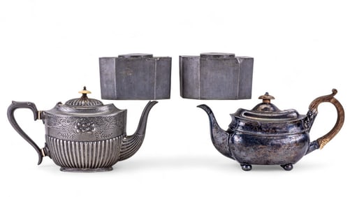 Victorian Silver Plated Teapots, Metal Tea Caddies