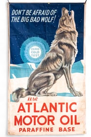 Vintage Atlantic Motor Oil Advertising Banner
