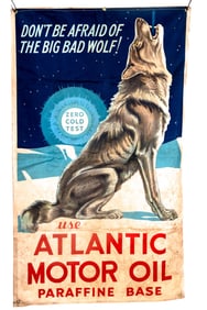 Vintage Atlantic Motor Oil Advertising Banner