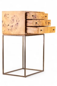 Mid Century Brandt Burlwood Veneer Jewelry Stand