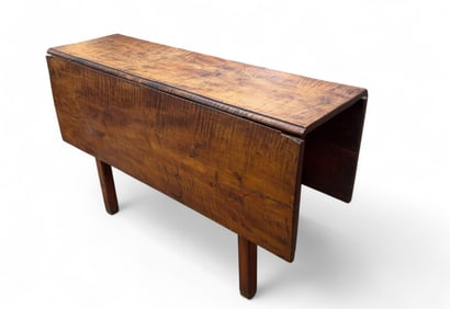 18th C Tiger Maple Drop Leaf Chippendale Table