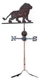 20th C Full Bodied Lion Copper Weathervane