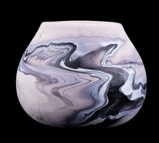 Nemadji Pottery Vase Southwest Swirling Glaze