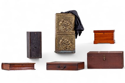 5 Antique Boxes, Copper Umbrella Stand