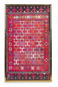 Early Turkish Kilim Flat-Weave Framed Textile
