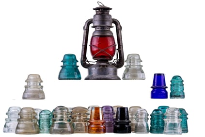 Vintage Glass Insulators and Dietz Lantern