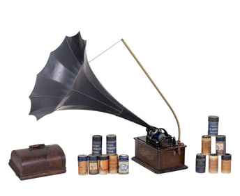 Edison Standard Phonograph, Amberols, and Horn