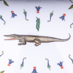 Alligator Limoges Platter, Alligator Bottle Stand