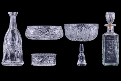 Cut Crystal and Glass Decanters and Bowls