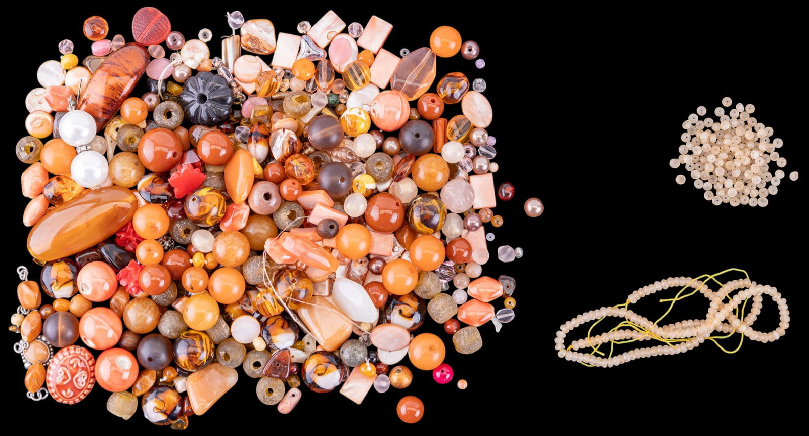 Large Assortment of Beads, Brown Orange White (1 of 4)