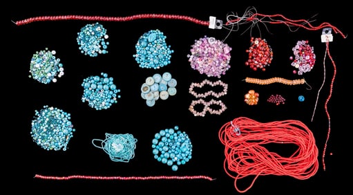 Facet and Spherical Blue and Red Bead Collection