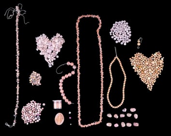 Rose Quartz, Rhodonite, Jewelry Craft Bead Group