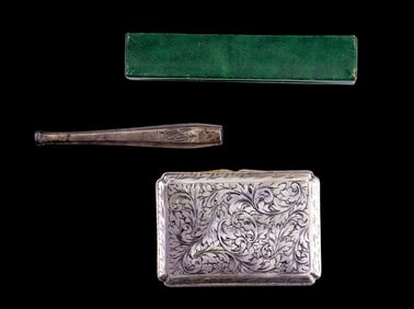 Silver Cigarette Tip, .800 Cig. Case/Pill Box