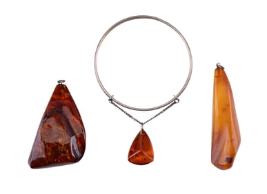 Natural Amber Pendants, Silver Amber Bracelet