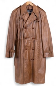 Vintage Double Breasted Leather Trench Coat