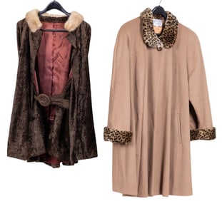 Vintage Fur Collared Velvet Cape, Coat